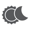 Eclipse glyph icon, space and astronomy, solar eclipse sign, vector graphics, a solid pattern on a white background.