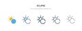 Eclipse icon in different style vector illustration. two colored and black eclipse vector icons designed in filled, outline, line