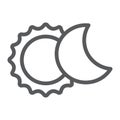 Eclipse line icon, space and astronomy, solar eclipse sign, vector graphics, a linear pattern on a white background.