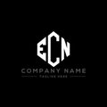 ECN letter logo design with polygon shape. ECN polygon and cube shape logo design. ECN hexagon vector logo template white and Royalty Free Stock Photo