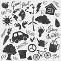 Vector environment icons shapes. Bio, recycle, vegan, ecology lifestyle black stickers. Royalty Free Stock Photo