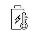 Eco Accumulator with Cold or Warm Temperature Line Icon. Battery with Thermometer Recycle Power Outline Symbol