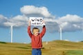 Eco activist boy with banner Royalty Free Stock Photo