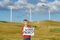 Eco activist boy with banner \