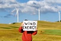 Eco activist boy with banner \