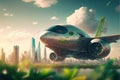 Eco airplane of the future illustration generative ai