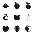 Eco apple icon set, simple style Royalty Free Stock Photo