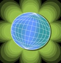 Eco background with globe. Earth image on green flower shape. Royalty Free Stock Photo