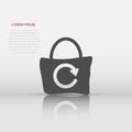 Eco bag icon in flat style. Ecobag vector illustration on white isolated background. Reusable shopper sign business concept Royalty Free Stock Photo