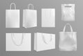 Eco bag mockup. Realistic canvas paper handbags. Modern material or cotton reusable packs for shoppers. White shopping Royalty Free Stock Photo