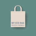 Eco bag vector icon Cloth Bag Tote sign Zero waste Eco-friendly recycle concept illustration isolated on green Royalty Free Stock Photo