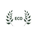 Eco banner with two branches. Symbol, logo, emblem for healthy food