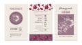 Eco bar banners template with hand drawn pomegranates Royalty Free Stock Photo