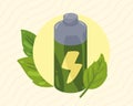 eco battery with leafs Royalty Free Stock Photo
