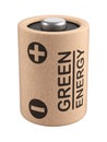Eco battery made from natural components and recycled paper. Green energy concept