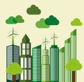 Eco Building . City design. Vector graphic
