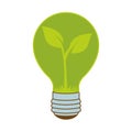 eco bulb light with leafs plant Royalty Free Stock Photo