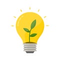Eco bulb, lightbulb with green plant germ. Royalty Free Stock Photo