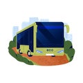 Eco bus with hydrogen motor. Electric public transport on green energy. Sustainable city vehicle. Ecologic clean Royalty Free Stock Photo