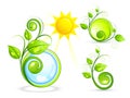 Eco buttons and sun Royalty Free Stock Photo