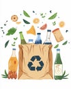 ECO campaign illustration, vector image style, circular economy wheel