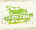 Eco Car Drive Green Vector Natural Friendly Concept On Rough Background