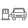 Eco car energy icon, outline style Royalty Free Stock Photo