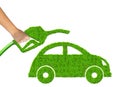 Eco car and gasoline fuel Royalty Free Stock Photo