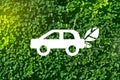 Eco-car on a green background - the concept of love the world Royalty Free Stock Photo