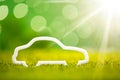 Eco Car On Green Grass Royalty Free Stock Photo