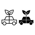 Eco car line and glyph icon. Ecology vehicle vector illustration isolated on white. Eco transport outline style design Royalty Free Stock Photo