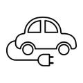 Eco car line icon. Simple outline style Charging car logo. Retro car pictogram. Isolated illustration Royalty Free Stock Photo