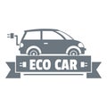 Eco car logo, simple gray style Royalty Free Stock Photo