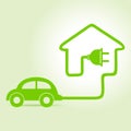 Eco car make a home icon Royalty Free Stock Photo