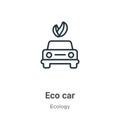 Eco car outline vector icon. Thin line black eco car icon, flat vector simple element illustration from editable ecology concept Royalty Free Stock Photo