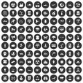 100 eco care icons set black circle Royalty Free Stock Photo