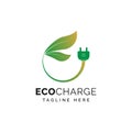 Eco charge green energy logo design template vector