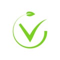 Eco check mark green. Approved without synthetics and choosing right nature solution