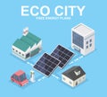 Eco city clean energy isometric designed