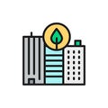 Eco city, clean town, wasteless flat color line icon.