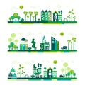 Green Eco city living concept banners. Royalty Free Stock Photo