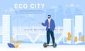 Eco City Life and Businessman Riding Hoverboard Royalty Free Stock Photo