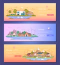 Eco city - set of modern flat design style vector illustrations Royalty Free Stock Photo