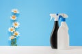 Cleaner, cleaner spray, isolate on blue background Royalty Free Stock Photo