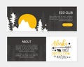 Eco Club Landing Page Template with Space for Text, Alaska Forest, Protection of Nature Website Vector Illustration