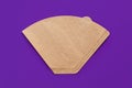 Eco coffee filter isolated on minimal violet background. Pour over method, organic zero vaste unbleached paper material Royalty Free Stock Photo