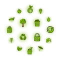 Eco comics green icons set Royalty Free Stock Photo