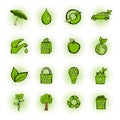 Eco comics green icons set Royalty Free Stock Photo
