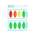 Eco concept battery, clean energy. Vector illustration in flat style, minimalism. Linear abstract batteries with a charge level