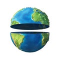 Divided planet on two half. 3d illustration